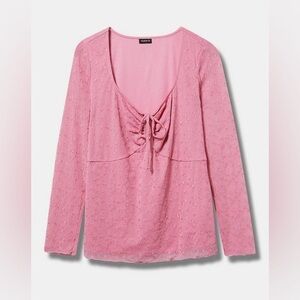 Torrid 1X Mesh Tie Front Top NWT pink